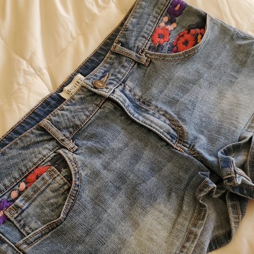 Flower Jean Shorts